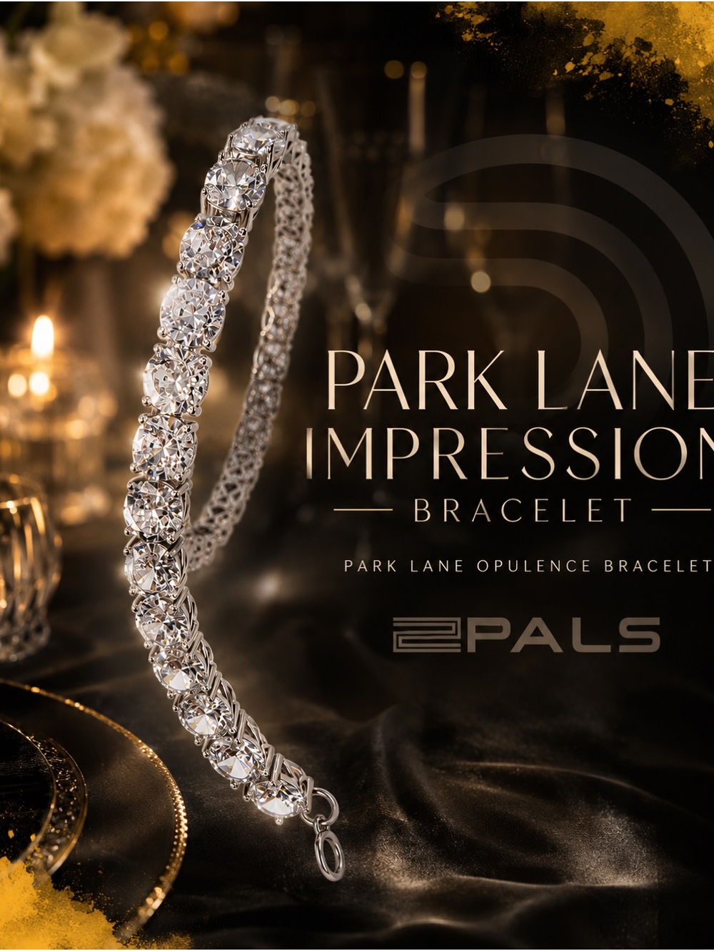 Park Lane Impression Silver Crystal Tennis Bracelet Sparkly Elegant Casual Piece